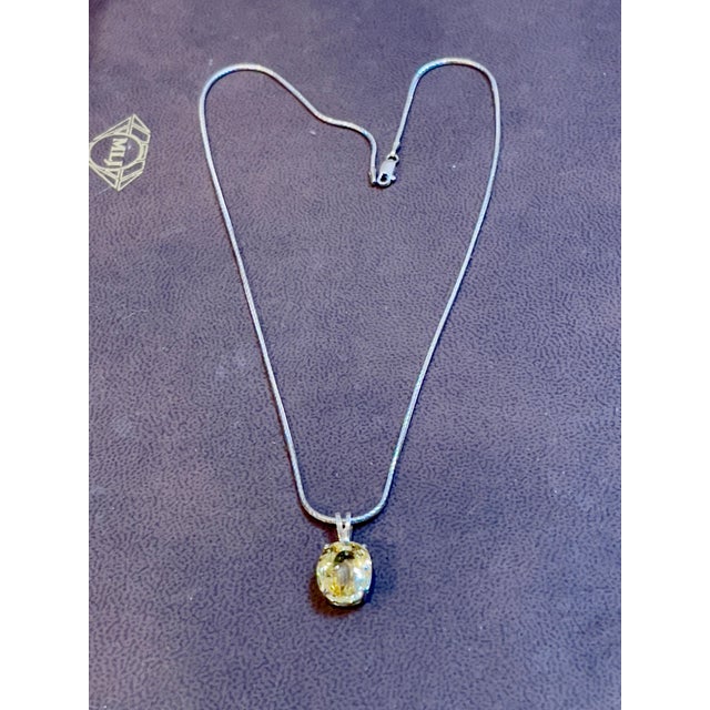 Contemporary GIA Certified 5.56 Ct Natural Ceylon Yellow Sapphire Pendant Necklace white Gold For Sale - Image 3 of 18