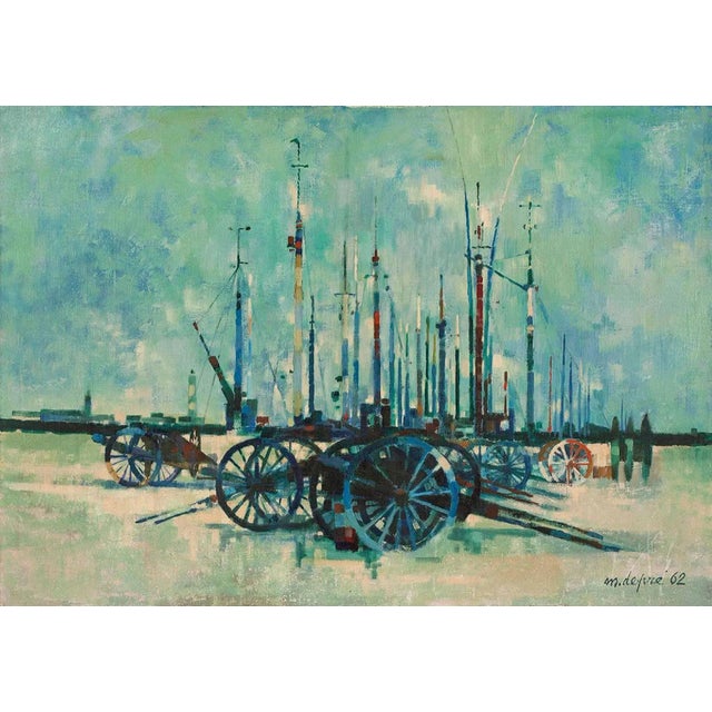 Very large marine oil painting by Marcel Depre, a French landscape and marine artis. Depre received such awards as the...