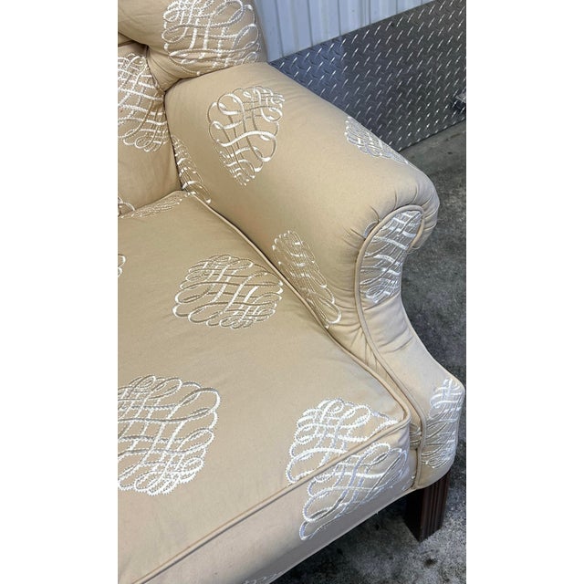 1990s Henredon Tufted Back Chippendale Style Wingchair For Sale - Image 5 of 11