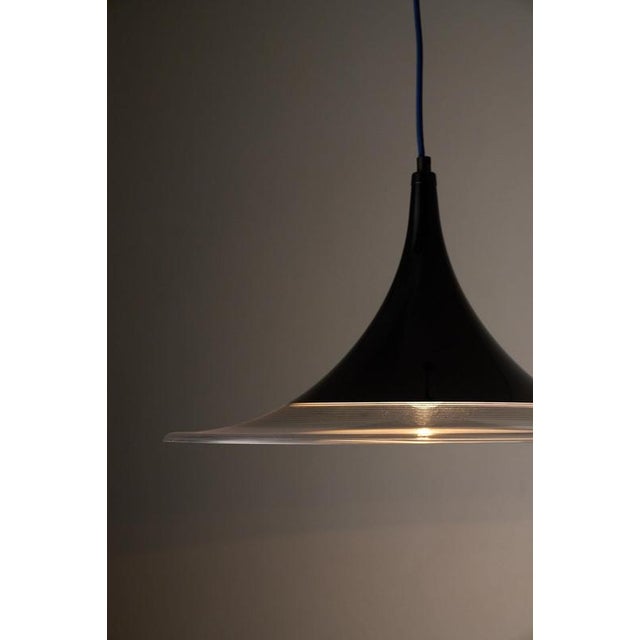 Black and Clear Acrylic Trumpet Pendant, 1980s For Sale - Image 3 of 10