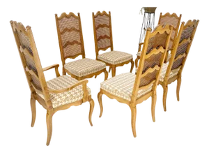 Set 6 Country French Ladder Cane Back Pegged Frames New Upholstery Dining Chairs