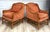 Contemporary Pair of Vintage Cal-Mode French Walnut Lounge Chairs in Terracotta Upholstery For Sale - Image 3 of 16