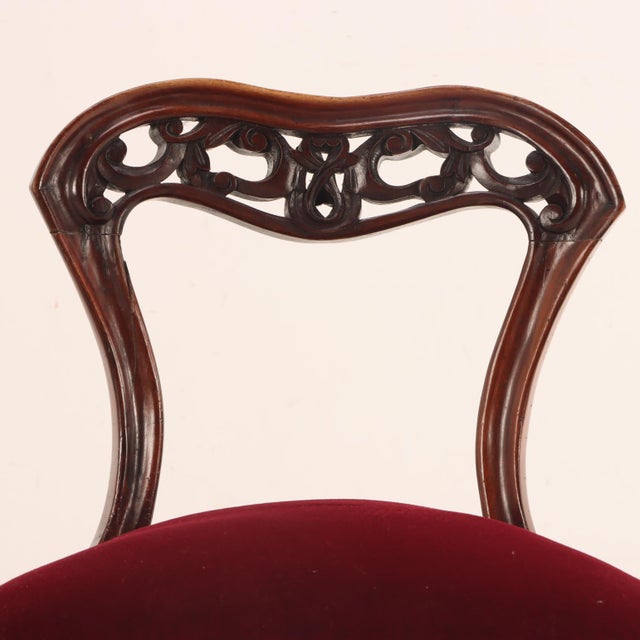Victorian An Antique Victorian Carved Walnut Boudoir Chair, 19th Century. For Sale - Image 3 of 5