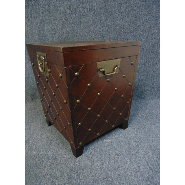 Regency Style Diamond Patterned Lift Top Trunk For Sale - Image 4 of 9