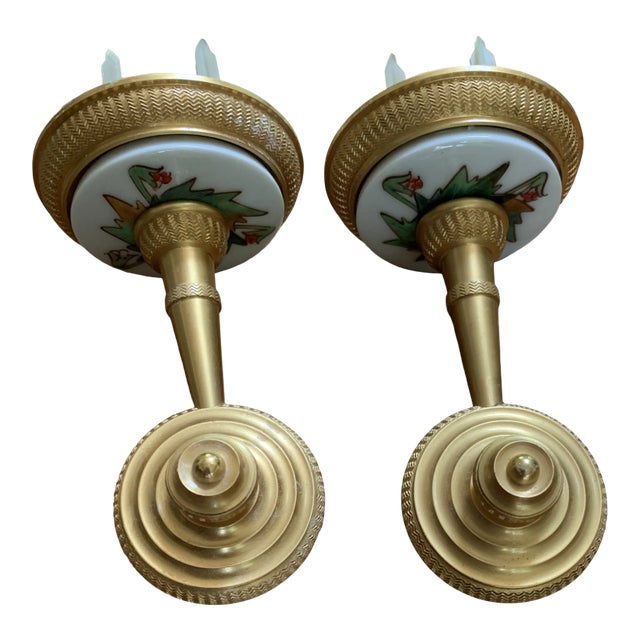 1980s Sherle Wagner Towel Bar Flanges - a Pair For Sale