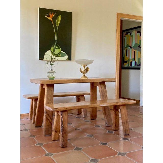 Brutalist Table and Benches Set, 1950s, Set of 3 For Sale - Image 9 of 9