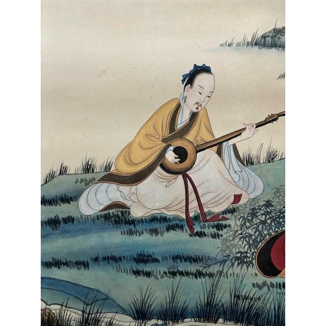 A striking and sophisticated hand-painted Chinese hanging scroll, executed in the distinctive style of the renowned 20th-...