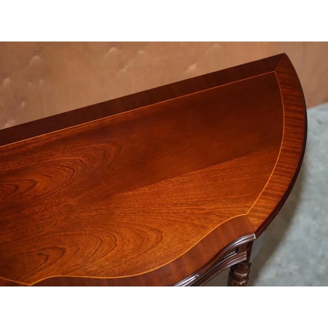 Vintage Flamed Mahogany Demi Line Console Table with Single Drawer For Sale - Image 6 of 18