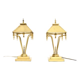 Vintage Brass Table Lamps, 1970s, Set of 2 For Sale