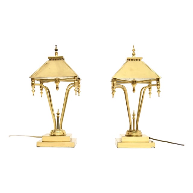 Vintage Brass Table Lamps, 1970s, Set of 2 For Sale