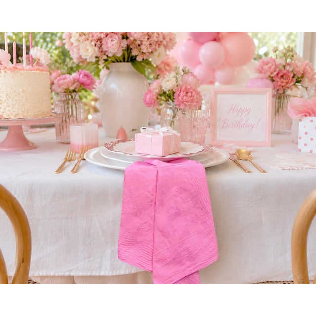 A beautiful set of eight antique French jacquard linen napkins woven in a classic checkerboard pattern and hand dyed in...
