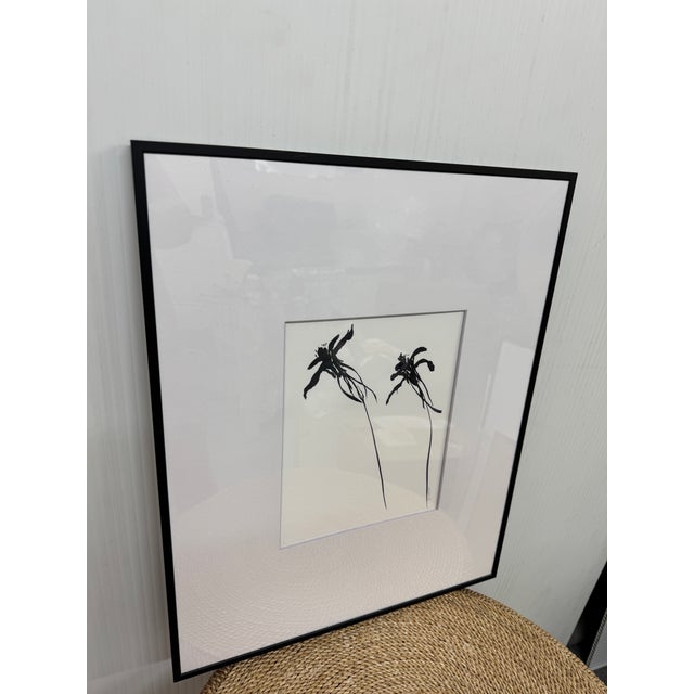 Contemporary Isabel Wyatt Black Flower Original Painting, Signed For Sale - Image 3 of 12
