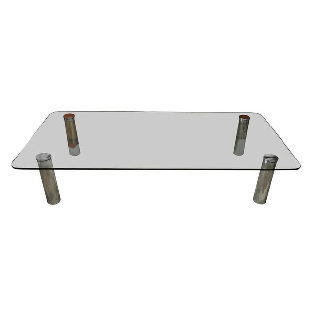 Large Glass and Chrome Coffee Table from Zanotta, 1960s For Sale - Image 9 of 9