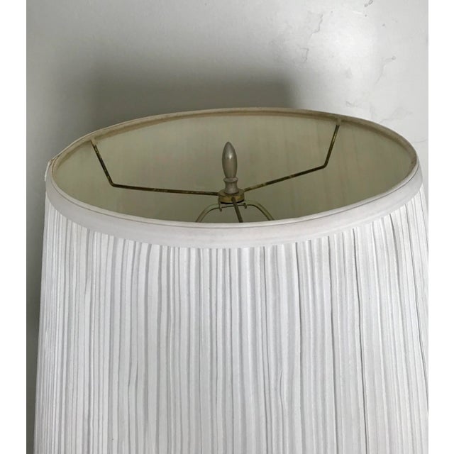 Late 20th Century Vintage Asian Turquoise / Gold / Silver Ceramic Bamboo Decoration Table Lamp For Sale - Image 5 of 8