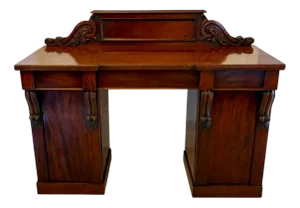 Antique Victorian Carved Figured Mahogany Sideboard, 1860