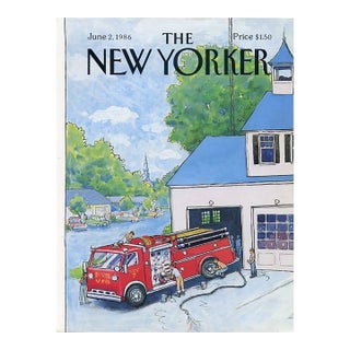 1986 Vintage New Yorker Magazine Cover by Arthur Getz, June 2, Firehouse For Sale