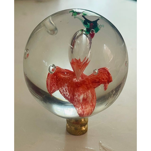 Mid-Century Modern mid 20th Century Flower Paperweight as Lamp Finial For Sale - Image 3 of 4