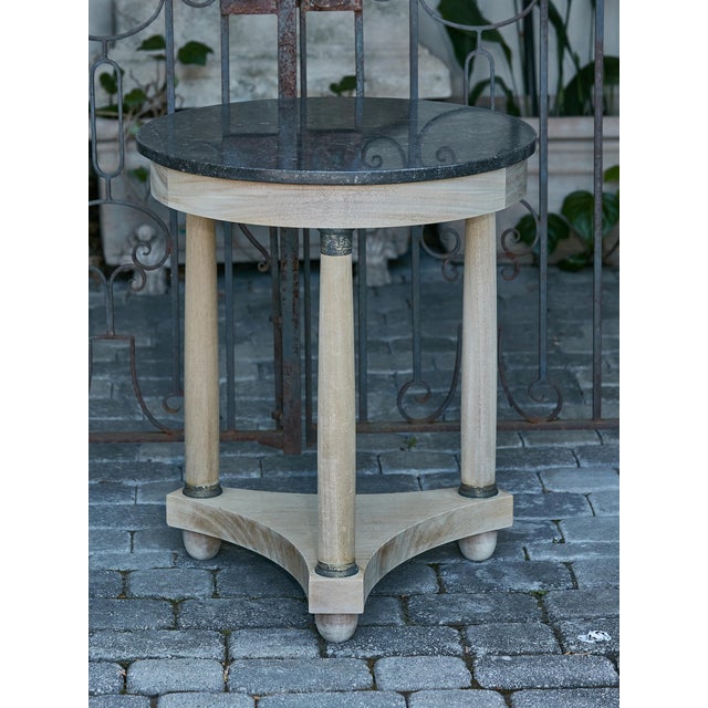 French French Empire Style 19th Century Bleached Table with Marble Top and Column Legs For Sale - Image 3 of 12