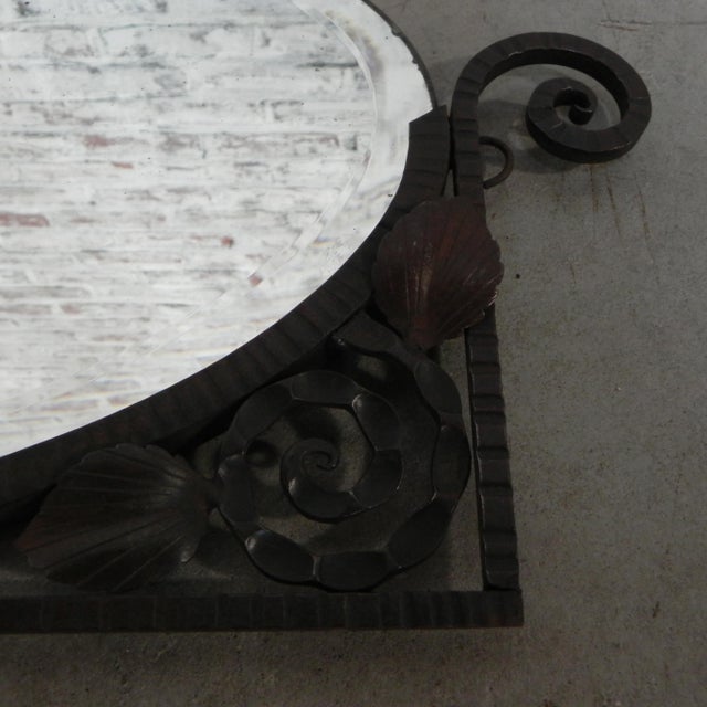 Black Art Deco Mirror in Steel Frame, 1930s For Sale - Image 8 of 12