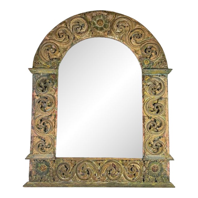Antique Carved Giltwood Arch-Top Mirror, Continental Europe, 18th–century For Sale