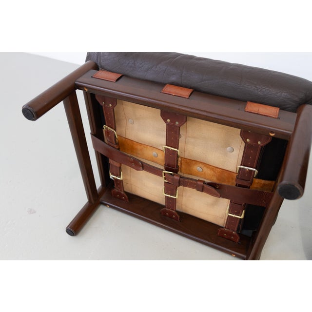 Set of Mid-Century Modern Scandinavian Safari Lounge Chair and Ottoman by Bruksbo, 1970s For Sale - Image 9 of 18