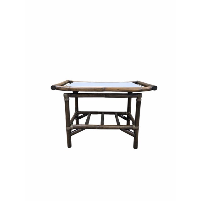 Vintage Modern Coastal Bamboo Side Table by Vogue Rattan Vintage bamboo side table by Vogue Rattan, dating to the 1970s....