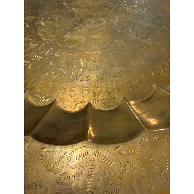 Mid 20th Century Vintage Sarna Indian Embossed Brass Collapsable Tray Table For Sale - Image 9 of 17