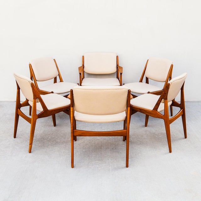 1960s Restored Arne Vodder Ella Dining Chairs in Teak & Edelman Leather, Danish Mid Century Modern For Sale - Image 11 of 14