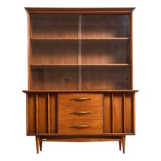 Styled After Mid 20th Century Kent Coffey Foreteller Mid-Century Modern Walnut China Cabinet For Sale