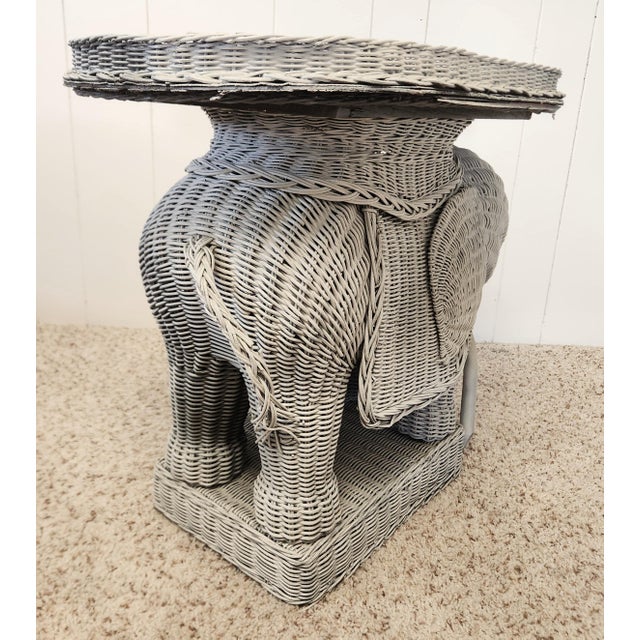 Grey Wicker Elephant Tray Table Like Mario Lopez Torres 1970s For Sale - Image 9 of 13