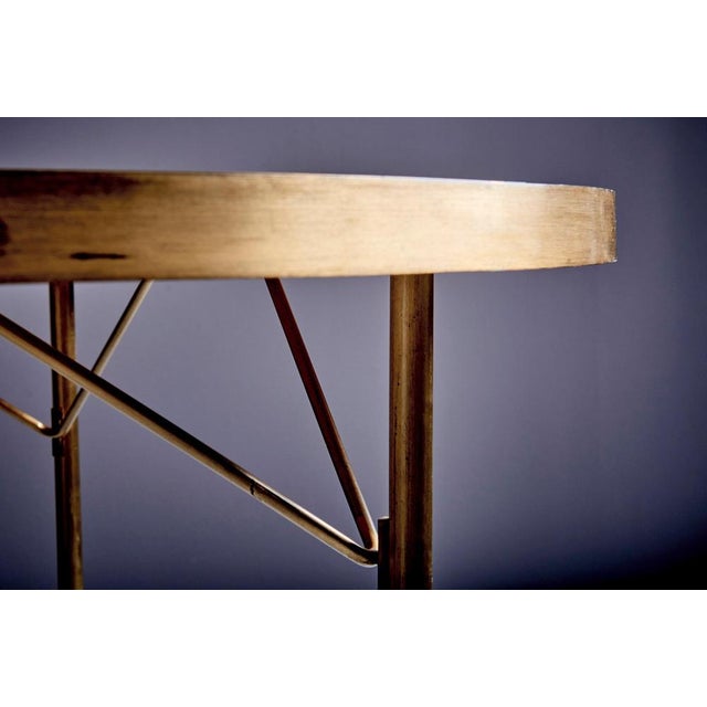 Round Mosaic Coffee Table with Brass Rim by Berthold Müller, 1950s For Sale - Image 4 of 8