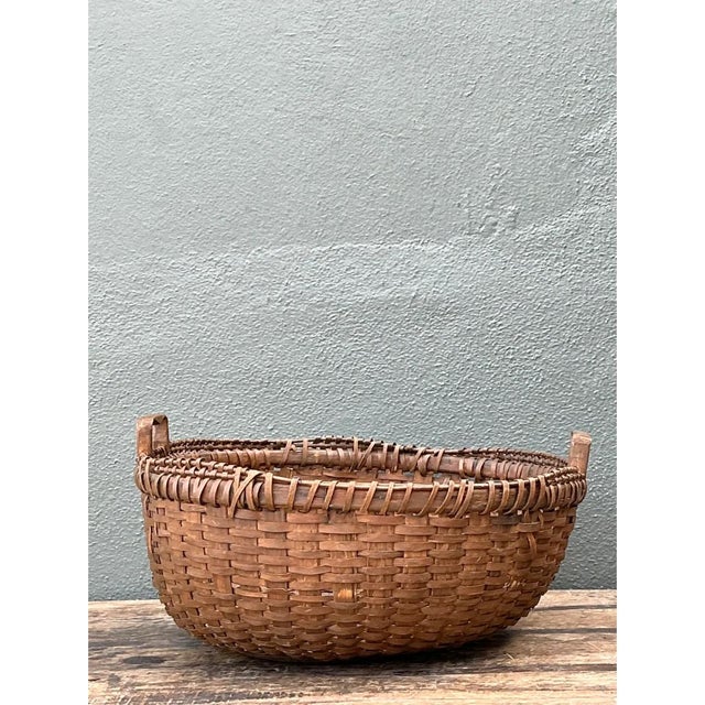 Wood Vintage Shaker Style Rattan Basket For Sale - Image 7 of 12