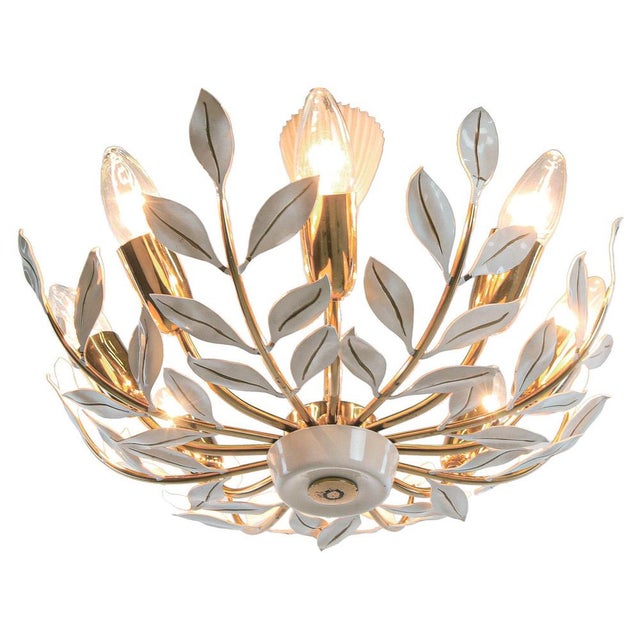 Floral Ceiling Lamp attributed to United Workshops, Germany, Munich, 1950s For Sale - Image 10 of 10
