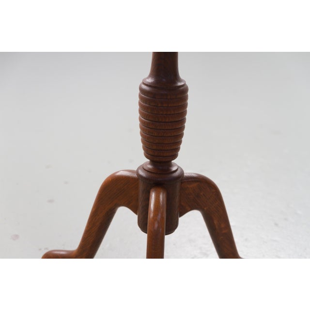 Brown Danish Round Tripod Side Table in Stained Oak by Anton Kildeberg, 1960s For Sale - Image 8 of 17