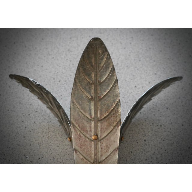 Mid-Century Modern Art Deco Murano Silver Art Glass Wall Lights and Sconces, 2000 For Sale - Image 3 of 10