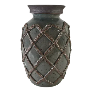 Studio Art Pottery Green Iridescent California Vase 10.5"