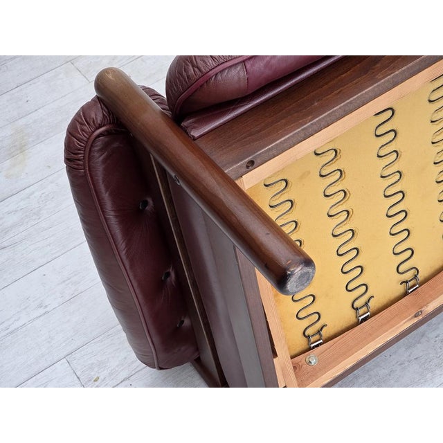 Swedish 2-Seater Sofa in Brown Leather and Dark Beech, 1970s For Sale - Image 18 of 18