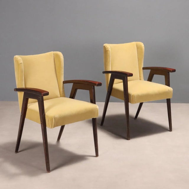 Vintage Armchairs in Wood, Foam & Fabric, Italy, 1960s For Sale - Image 9 of 9