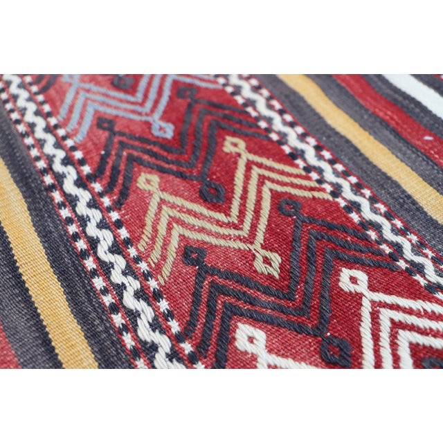 Textile 1970s Rustic Style Stripe Design Hand Knotted Oushak Kilim Rug For Sale - Image 7 of 12