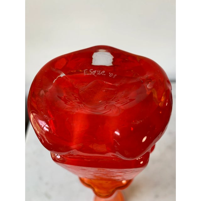 Orange "Honeybear Vase" by Esque Studio 2008 Studio Art Glass For Sale - Image 4 of 9