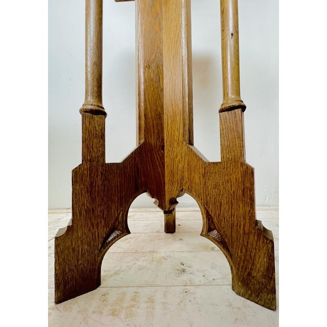 Arts & Crafts Gothic Revival Pedestal in Oak, 1920s For Sale - Image 12 of 18