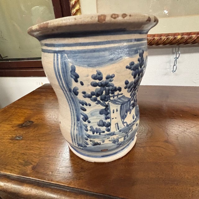 Antique Albarello Pharmacy Jar with Coat of Arms and Crown, 1700 For Sale - Image 11 of 14