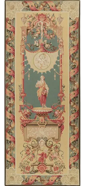 1990s “Female on Pedestal” Left-Facing Vertical Tapestry
