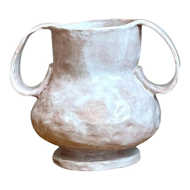 Vintage Biomorphic Ceramic Double Handle Vase For Sale