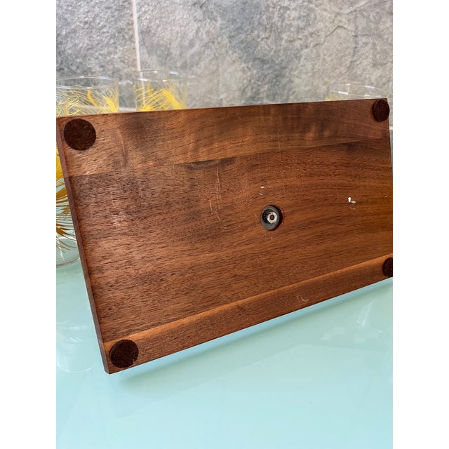 Mid-Century Modern Libbey Golden Harvet Glass Set With Wooden Caddy- 7 Pieces For Sale In Philadelphia - Image 6 of 9