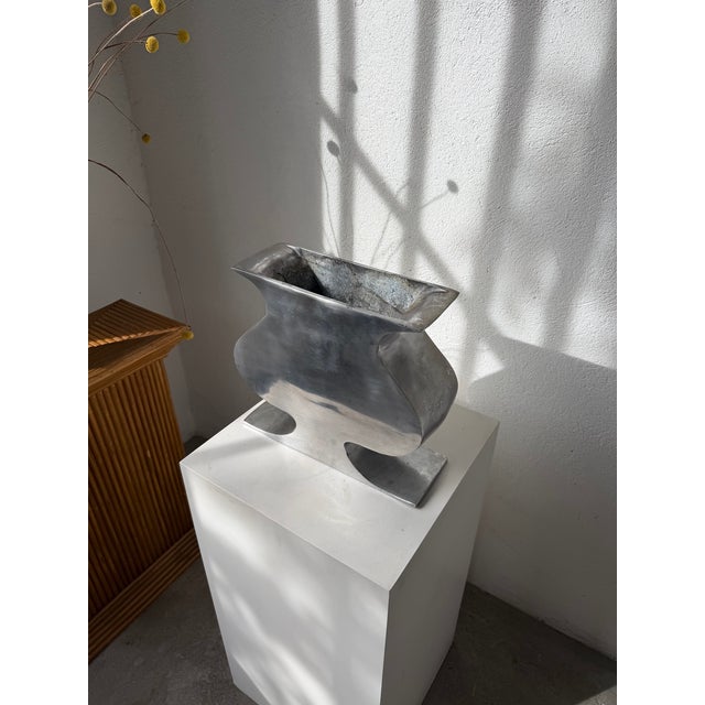 Silver Vintage Cast Aluminum Vase, 1970s For Sale - Image 8 of 18