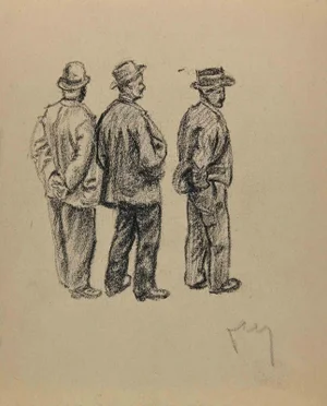 The Standing Men, Original Drawing, Early 20th-Century