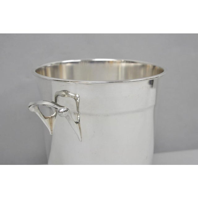 Vintage Crescent Mid Century Modern Silver Plated Champagne Chiller Ice Bucket For Sale In Philadelphia - Image 6 of 13