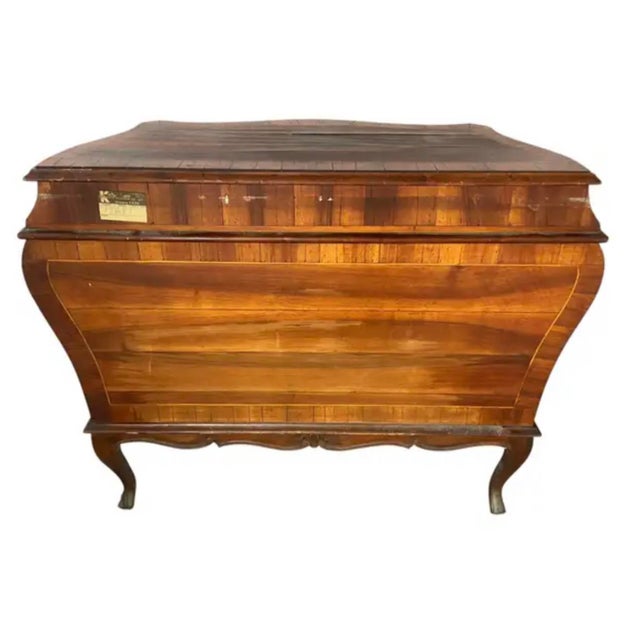 Italian Inlaid Walnut Bombé Commodes, Baroque Style, Mid-20th Century For Sale - Image 18 of 18