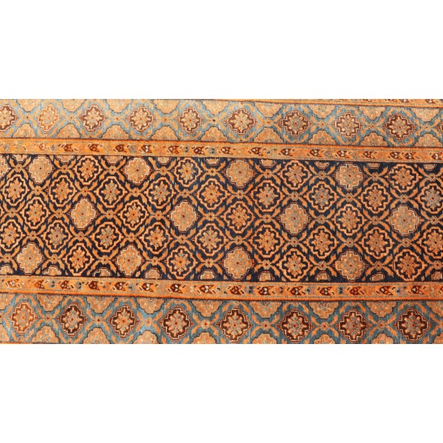 Antique Persian Khorasan Runner With All-Over Design in Blues, and Orange For Sale - Image 11 of 12